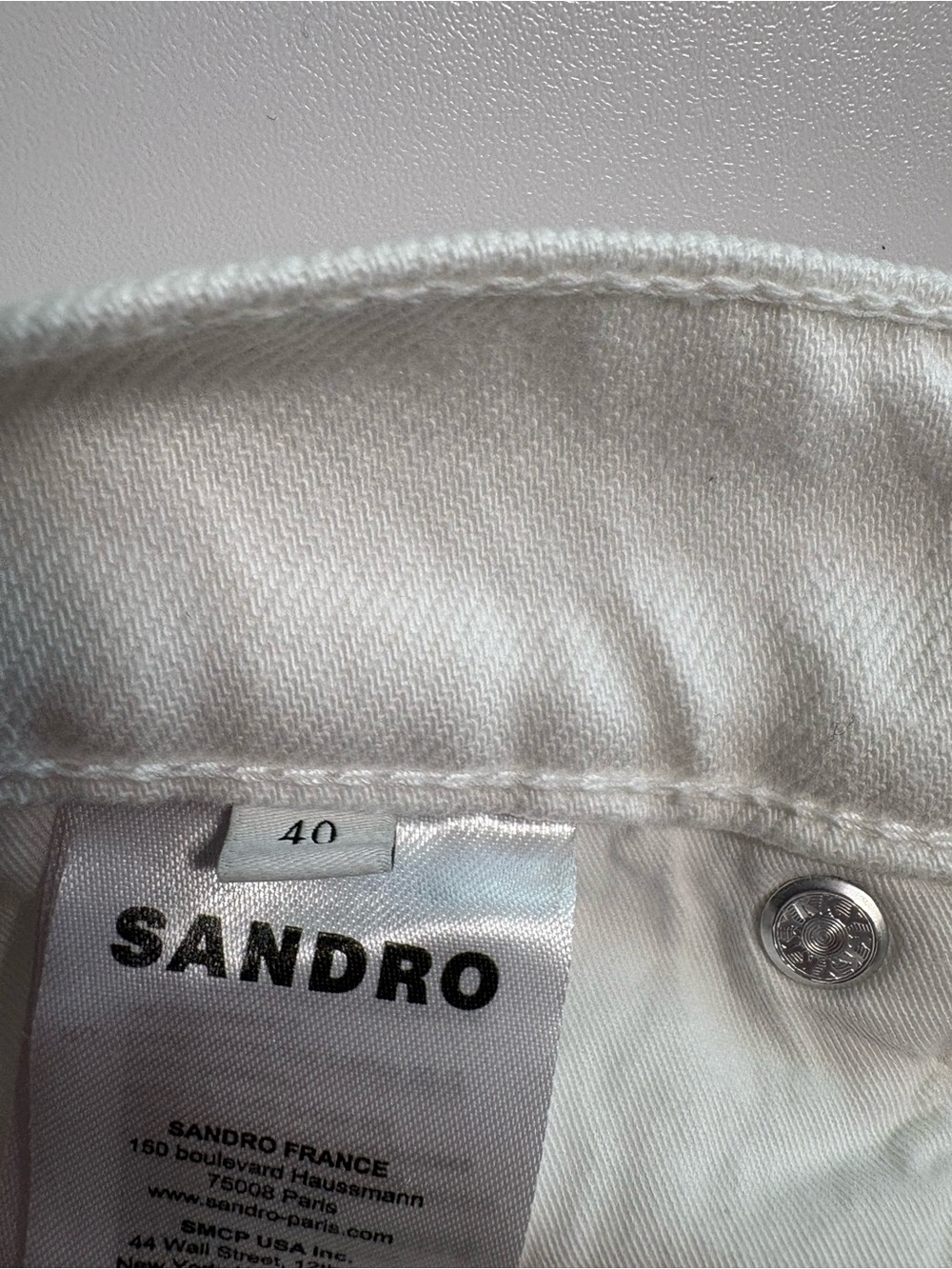 Sandro Paris White High Rise Wide Leg Jeans Size 40 Like New Waist 28 Inseam 30 - Picture 3 of 9